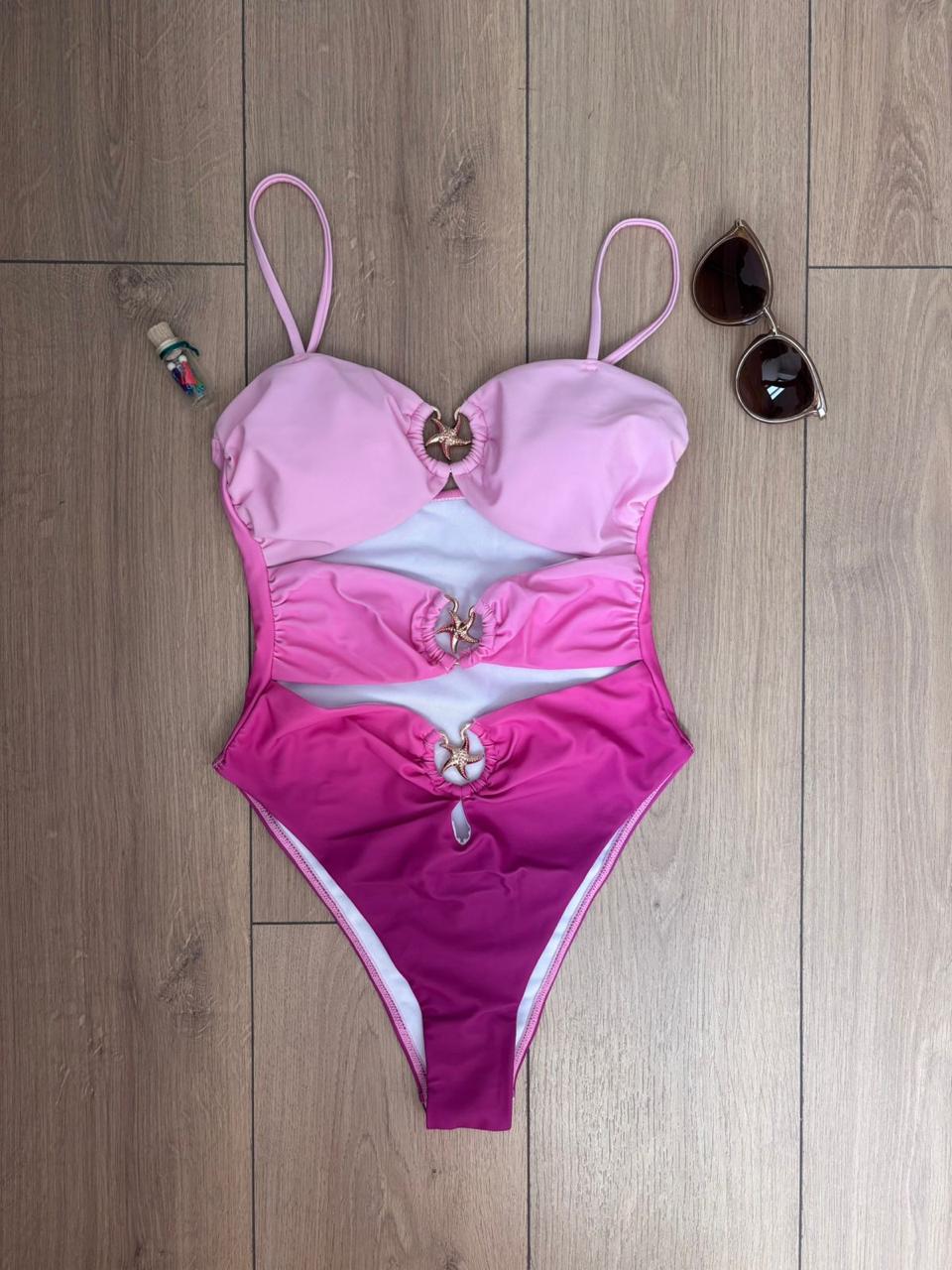 Traje de Baño Rosa Estrellado